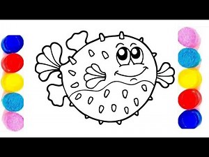 How To Draw A Puffer Fish For Kids And Toddler-Drawing Painting Coloring