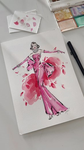 One of Marilyn Monroe most iconic fashion moments in “Gentlemen Prefer Blondes”💕 #60sfashion #marilynmonroe #marilynmonroedress #vintageicon #decadeslook #vintagefashion #1960s #1960sfashion #fashionillustration #pinkdress #vintagehollywood #artprocess #fashionicon