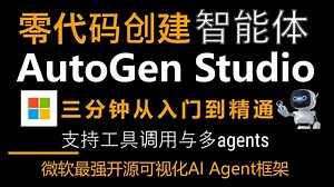 AutoGen Studio零代码创建AI智能体工作流！10分钟从入门到精通！支持工具调用与多agents协作！微软最强开源可视化AI Agents框架！