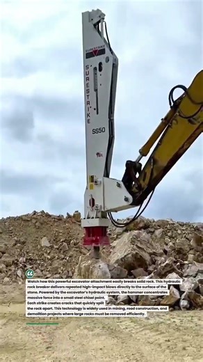 Excavator Hydraulic Rock Breaker Smashes Boulders Fast #heavyequipment #construction #excavator