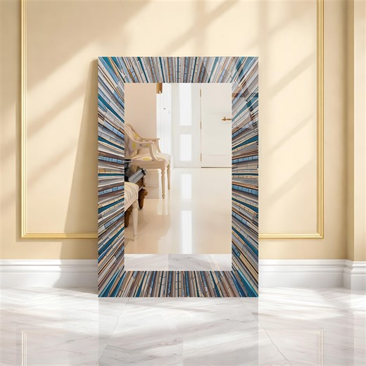 Abstract Strips Tempered Glass Mirror Wall Art: Modern Living Room Decor - Etsy