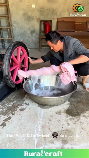 A GIANT Human-Powered Washing Machine?😂 My Laundry Day is SO BORING Compared to This! #diy #laundry