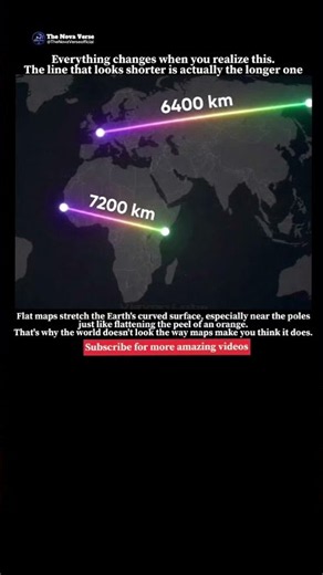 Every World Map You’ve Seen Is Distorted! 🌍🤯 #nasa #sciencefacts #lookup #earthrotation #earthsky