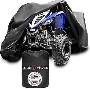 Tough Cover Basic Edition ATV Cover, Heavy Duty 210D Marine Grade Fabric, Quad Cover for Kawasaki, Honda, Polaris, Yamaha, and More. Protection Against Water, Wind, UV. 4 Wheeler Accessories (Black)