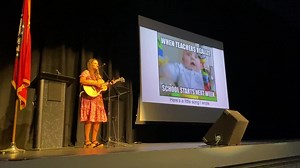 Our CPSD staff had a wonderful convocation assembly this morning! We are inspired and ready to make a POSITIVE difference this school year. Our District Teacher of the Year Hailey Carr wrote this fun "Back to School song" that she shared with us today. #WeAreWampusCats | Conway Public Schools