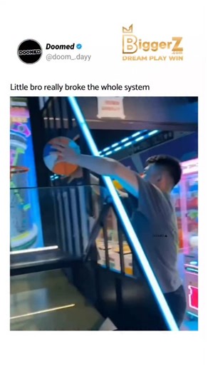 𝗗𝗢𝗢𝗠𝗘𝗗 ⚠ on Instagram: "The video showcases a person playing an arcade basketball game where they repeatedly score points by shooting the ball into the hoop. The player demonstrates skillful play, consistently scoring points and aiming accurately with one hand. The game's interface displays scores and multipliers, indicating successful shots and proper functioning of the game mechanics. Midway through the video, the player's arm suddenly disappears from view after one final shot, though th