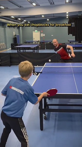 Young table tennis pro destroys my spin with chop blocks