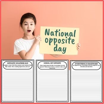 Opposite Day - 20 Short Printable Writing Activities for Grade 3-8