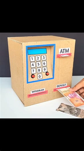 Beginner Life on Instagram: "Amazing Easy Atm machine school Project #ATM #PiggyBank #cardboardcraft #creative #instragram #unitedstates🇺🇸"