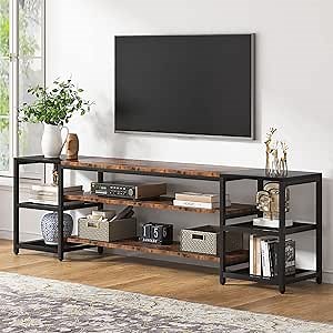 Tribesigns 78 Inch TV Stand for TVs up to 85 Inch, Media Entertainment Center Console Table, Industrial 3-Tier TV Console Table with Storage Shelves for Living Room, Entertainment Room
