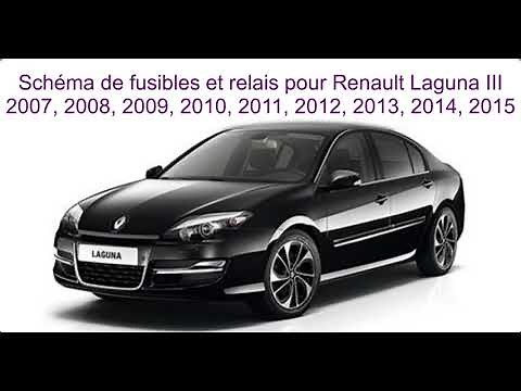 Schéma de fusibles et relais pour Renault Laguna III 2007, 2008, 2009, 2010, 2011, 2012, 2013, 2014
