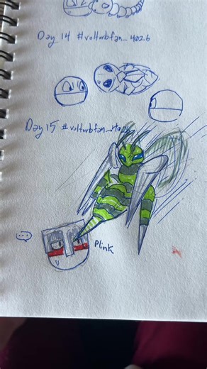 Day 15 of drawing voltorb everyday of 2026 #voltorb #beedrill #megabeedrill #pokemon