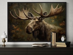 Moose Wall Art, Majestic Bull Moose in Autumn Forest Painting Canvas Print, Rustic Lodge and Cabin Decor, Wildlife Wall Decor Ready to Hang - Etsy
