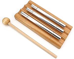 Meditation Trio Chimes, Three Tone Solo Percussion Instrument Hand Bell, Silver (7") Musically Tuned – Great for Mindfulness, Yoga, Prayer, Eastern Energy, Relaxation, and Sound Healing Gift