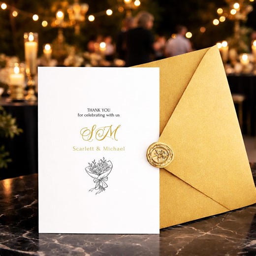 Luxury Minimalist Wedding Thank You Card Canva Template | Elegant Wedding Thank You Note | Editable DIY Wedding Card (bd004) - Etsy