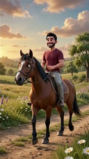 🐎 Amazing Horse Riding Adventure | Beautiful Village Ride | 3D Cartoon Animation #horse