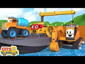 Super Bulldozer rescue garbage truck-Excavator, crane truck and Bulldozer for Kids.