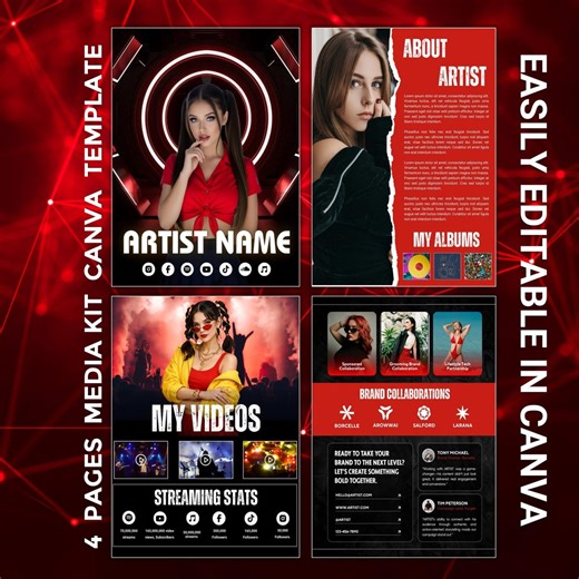 DJ Musician Media Kit Template | Artist Electronic Press Kit | Influencer Media Kit | Editable Canva Template | Press Kit Epk (4 Page) - Etsy