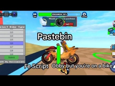 Obby But You're On a bike script Pastebin. 🤩