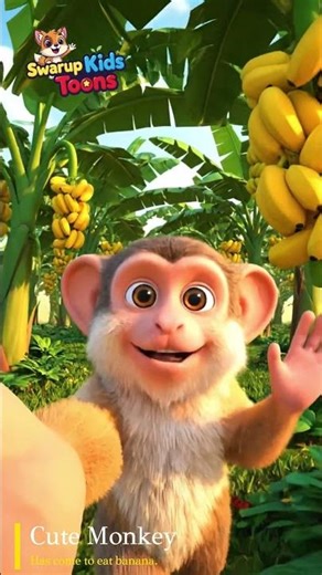 Cute Monkey in the Banana Garden #funny #cute #money #cartoon