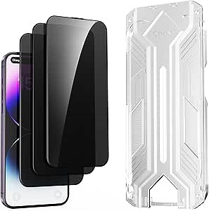 3 Pack for iPhone 14 Pro Privacy Screen Protector Tempered Glass:9H+ Durable, Auto Positioning, Bubble Free, High Definition, Easy Installation