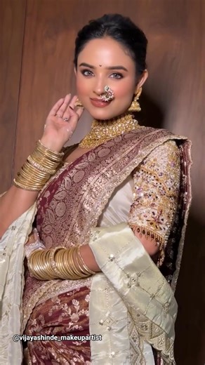 Maharashtrian bridal look| makeup tutorial|marathi Bride#makeupartist#shorts#wedding#fyp#bridesmaids