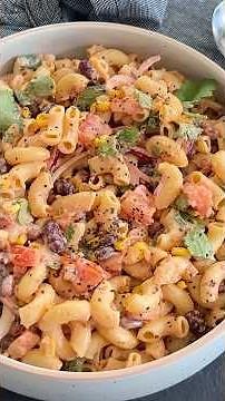 Make this Easy Mexican Macaroni Salad for Your Next Party 🎉 We love it! #easyrecipe #pastasalad