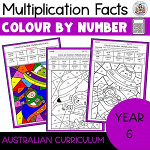 Color by Number Multiplication Worksheets for 6th Grade | Math Facts Practice