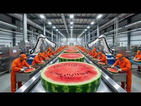 Inside a Modern Melon Factory: Full Watermelon Juice Production Process