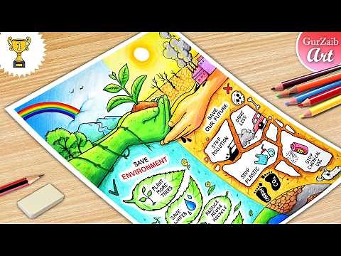 Environment Day Poster Drawing 2025 / Save Nature Save Environment Chart Project Making