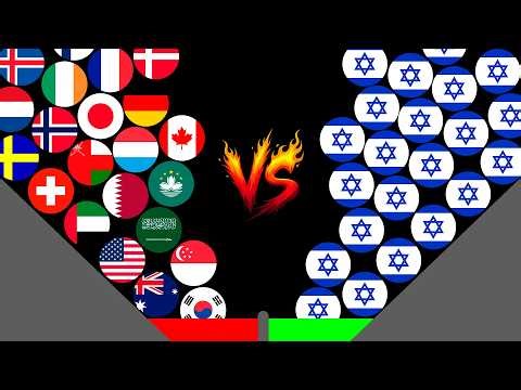 TOP 25 RICHEST COUNTRIES VS 25 ISRAEL Marble Race In Algodoo — Who Will Win?