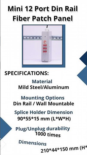 Unisol Nano 6 Port DIN Rail Fiber Patch Panel | Compact & Rugged Fiber Management.