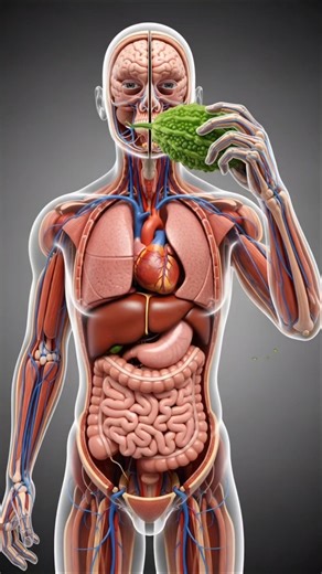 What Happens Inside Your Body After Eating Karela? 🧠🫀 3D Medical Animation
