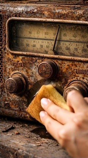 Cleaning rust from old radio #asmr #cleaning