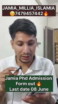 Jamia PHD Admission Form out 🔥 Jamia PHD form session 2026-27 out 🔥 Jamia Millia Islamia