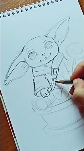 Drawing Baby Yoda (Grogu) #artprocess #beginnerarttips #babyyoda #drawing #coloredpencil #tutorial
