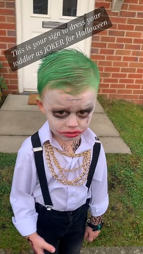Little joker! DIY AFFORDABLE HALLOWEEN COSTUM FOR BOYS 💚 🎥: laurie_mumofboys #foryou #trending #fyp #mumsoffb #joker #halloween #boyshalloweencostume #toddlersoffb #toddlerhalloweencostume #halloweencostume #halloweenideas #kidshalloweencostumes #diyhalloweencostumes #kidsoffb | harppababy