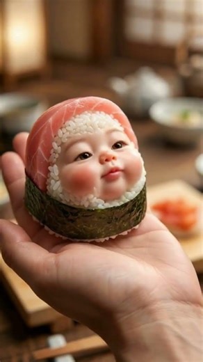 Um sushi que pisca pra você 😭🍣 salvaria ou comeria? 👀✨#shorts #sushi #fofo #viral #cute