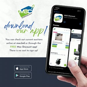 Save up to 80% off retail pricing on brand name merchandise with the M@C Discount Auction App! Thousands of new products auctioned daily. 📱 View items and place bids in every Mac Discount auction from the convenience of your phone or tablet. Participate in our auctions while on the go or at your leisure from your mobile device and gain access to the following features: ▪️ Quick and easy registration. ▪️ Follow upcoming lots and receive push notifications to ensure you never miss a chance to bid