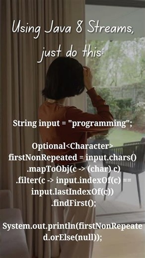 Find First Unique Character in 10 Sec 😳#coding #interviewprep #java #java8 #backend #interview