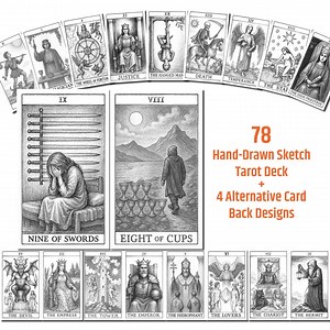 Hand-drawn Sketch Tarot Card Deck: 78 Printable Cards (PDF   JPEG Digital Download) - Etsy