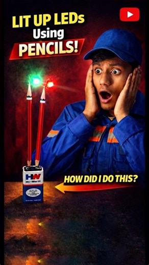 No Wires, Just Pencils! LED Light Experiment 😱 #shortvideo #electricexperiment