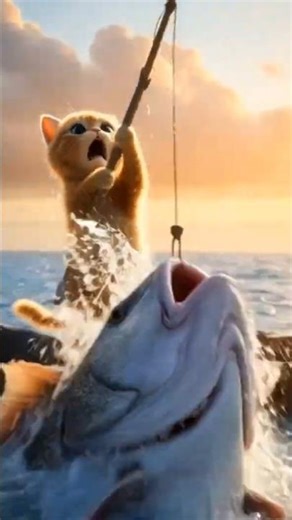 Billi Ki Survival Journey 🐱🔥 | Samundar Mein Badi Machli Ka Shikar #shorts #motivation #shortfeed