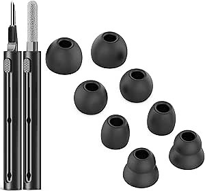 Polislime Replacement Ear tip for Powerbeats Pro, Beats Earbuds Replacement Tips,Wireless Earphone Headphones, Silicone Earbuds Buds Set with Cleaning kit 【Black】