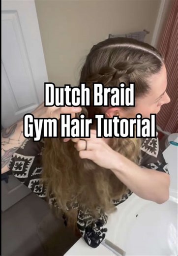 Dutch braid gym hair tutorial #dutchbraid #hairbraiding #tutorial