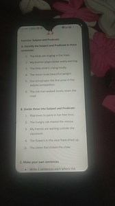 Exercise: Subject and PredicateA. Identify the Subject and Pr... | Filo