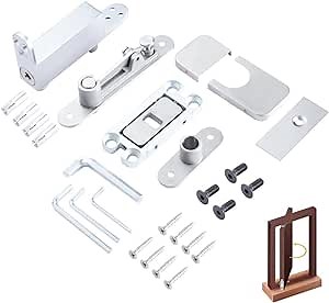 Homaisson Door Pivot Hinges, Self Closing Invisidoor Pivot Hinges, Base Adjustable Door Hinges with Screws, Invisible 360 Degree Shaft Pivot Hinge System for Hidden Bookcases Wood Doors