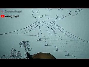 Cara menggambar gunung meletus - akang bogel