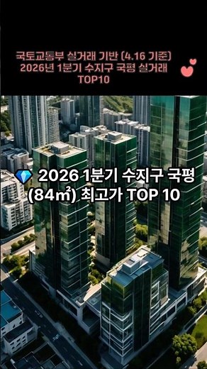 수지 국평 13억이 겨우 6등? 2026 1분기 수지구 아파트(10~6위)#용인수지 #실거래가 #풍덕천동 #상현동 #신정7단지 #수지이스트파크 #동천자이 #Eatdata