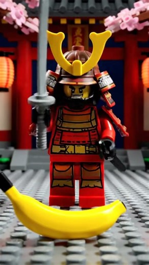 Epic LEGO Samurai Duel: Banana Slip Surprise! 🍌⚔️